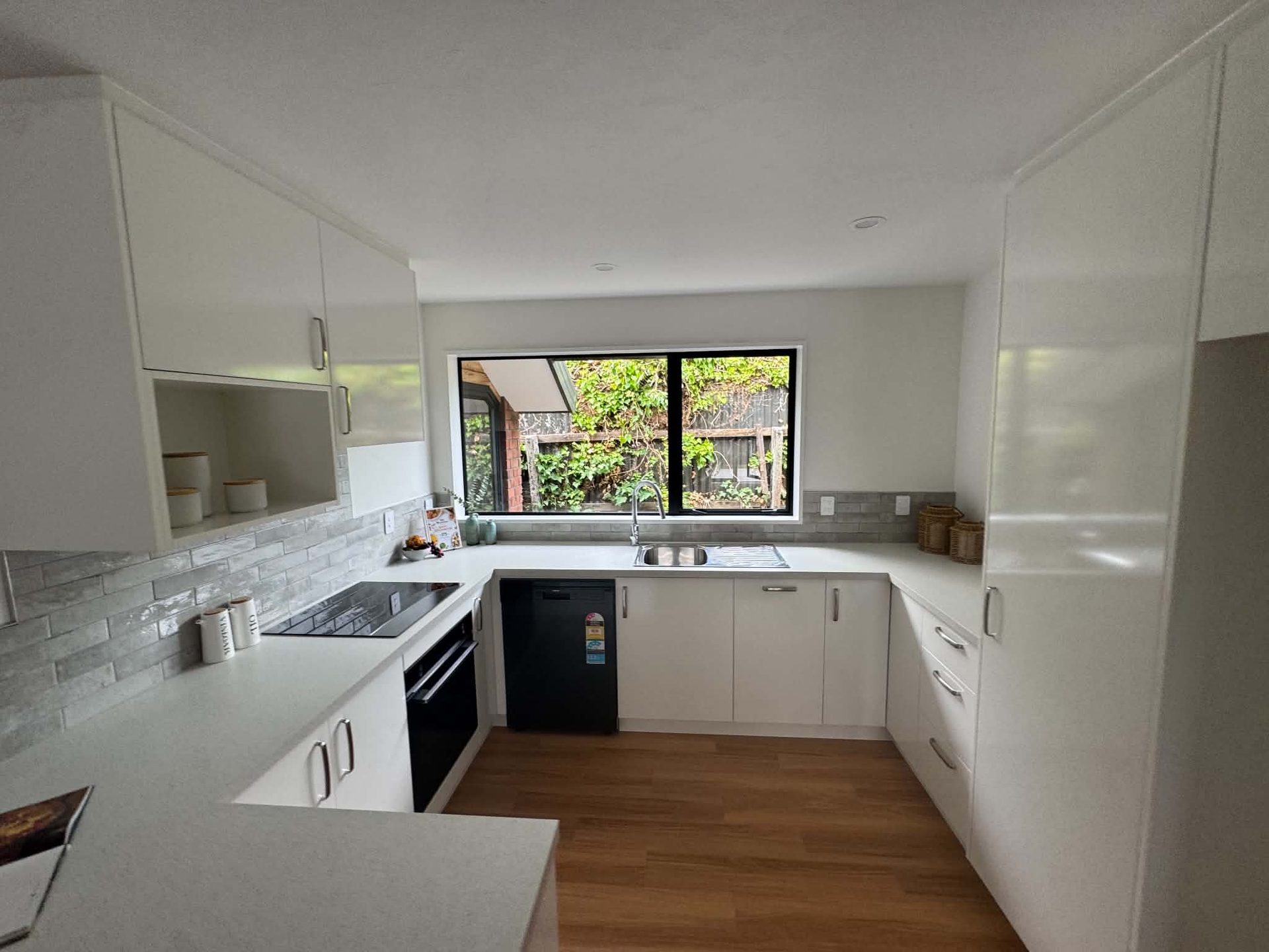 Freshly painted white kitchen interior