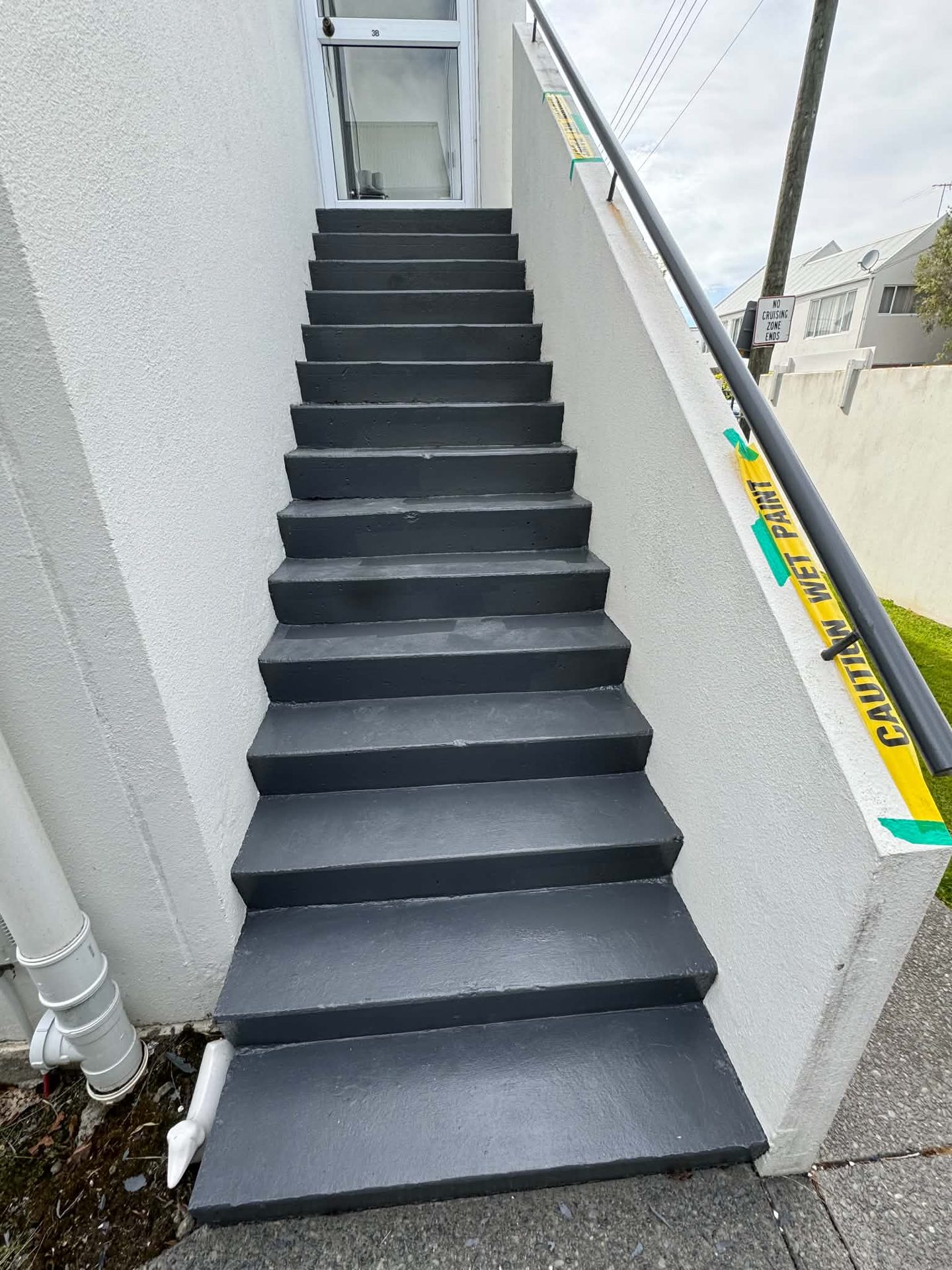 Dark-coated exterior staircase